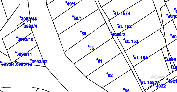 Parcela st. 56 v KÚ Dědice u Vyškova, Katastrální mapa