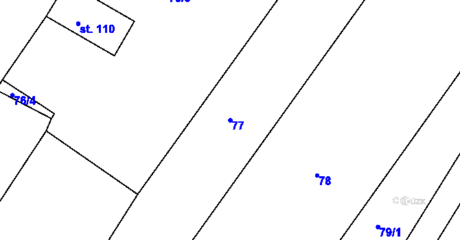 Parcela st. 77 v KÚ Dědice u Vyškova, Katastrální mapa