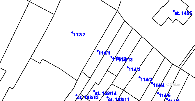 Parcela st. 114/1 v KÚ Dědice u Vyškova, Katastrální mapa