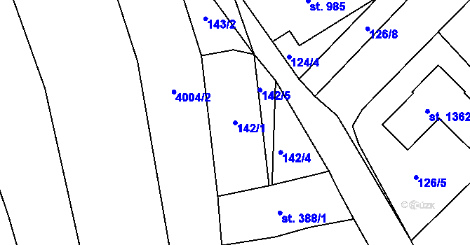 Parcela st. 142/1 v KÚ Dědice u Vyškova, Katastrální mapa