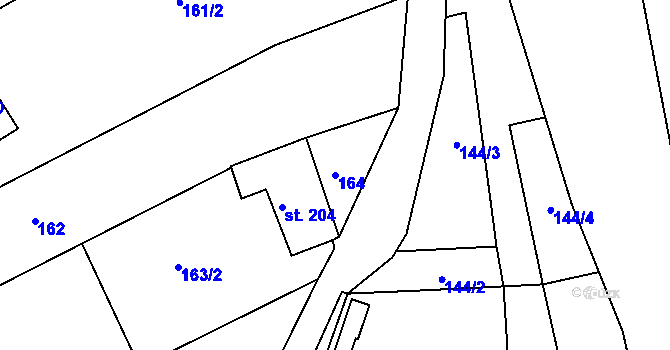 Parcela st. 164 v KÚ Dědice u Vyškova, Katastrální mapa