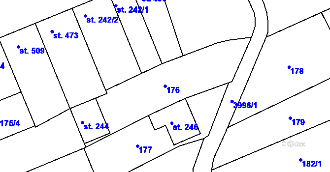 Parcela st. 176 v KÚ Dědice u Vyškova, Katastrální mapa