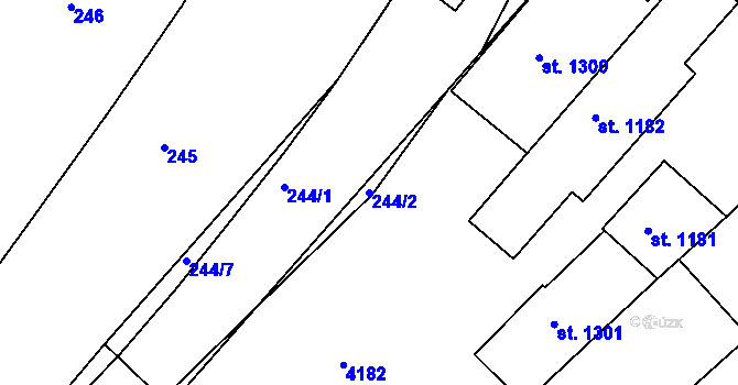 Parcela st. 244/2 v KÚ Dědice u Vyškova, Katastrální mapa