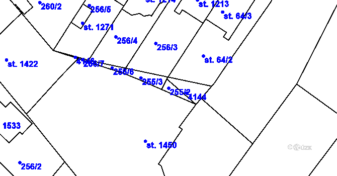 Parcela st. 255/2 v KÚ Dědice u Vyškova, Katastrální mapa