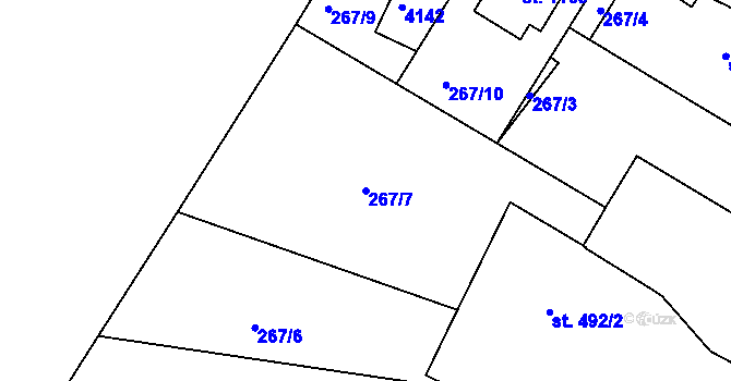 Parcela st. 267/7 v KÚ Dědice u Vyškova, Katastrální mapa