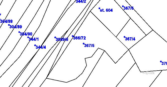 Parcela st. 367/5 v KÚ Dědice u Vyškova, Katastrální mapa