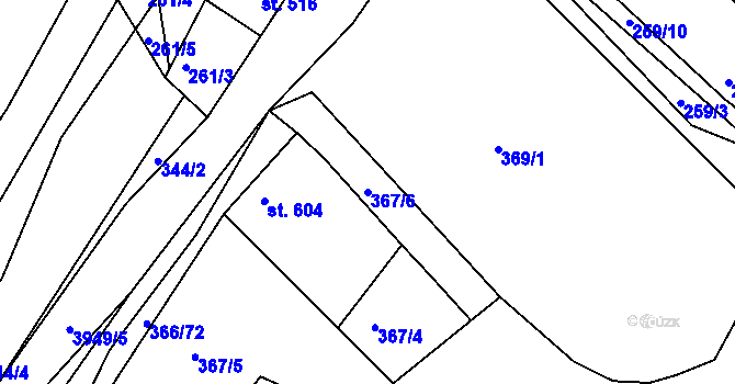 Parcela st. 367/6 v KÚ Dědice u Vyškova, Katastrální mapa
