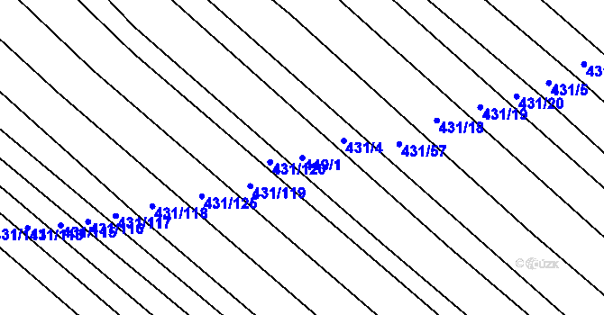 Parcela st. 449/1 v KÚ Dědice u Vyškova, Katastrální mapa
