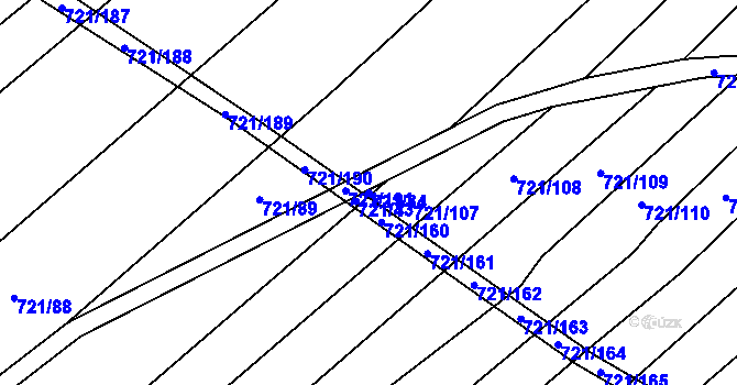 Parcela st. 721/34 v KÚ Dědice u Vyškova, Katastrální mapa