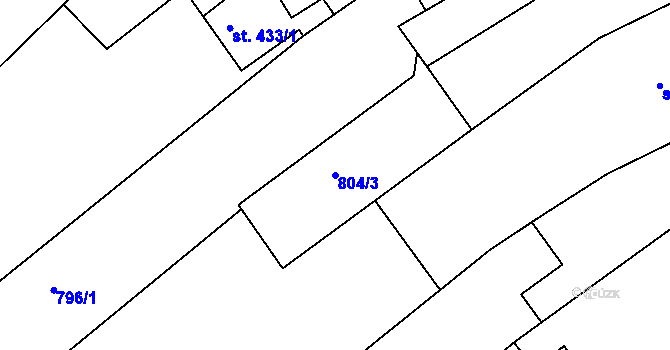 Parcela st. 804/3 v KÚ Dědice u Vyškova, Katastrální mapa