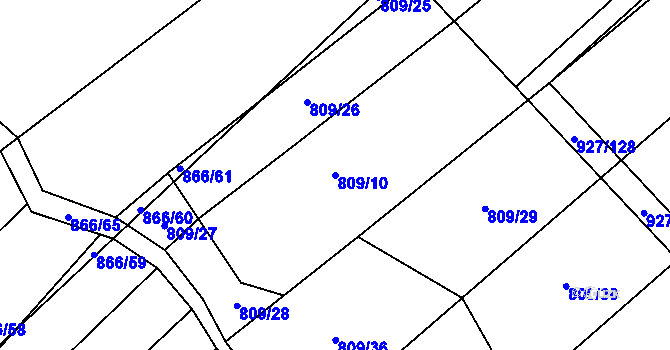 Parcela st. 809/10 v KÚ Dědice u Vyškova, Katastrální mapa