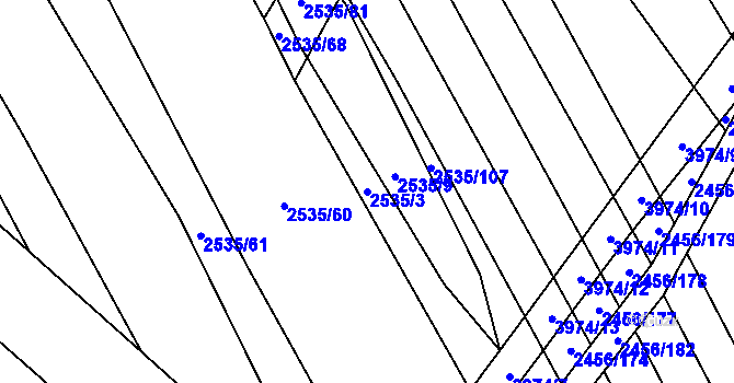 Parcela st. 2535/3 v KÚ Dědice u Vyškova, Katastrální mapa