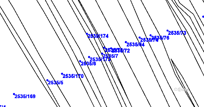 Parcela st. 2535/7 v KÚ Dědice u Vyškova, Katastrální mapa