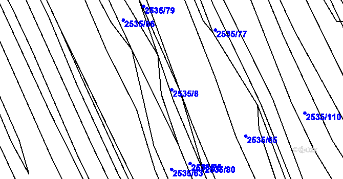 Parcela st. 2535/8 v KÚ Dědice u Vyškova, Katastrální mapa