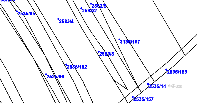 Parcela st. 2583/3 v KÚ Dědice u Vyškova, Katastrální mapa