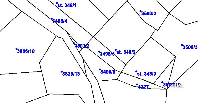 Parcela st. 3498/5 v KÚ Dědice u Vyškova, Katastrální mapa