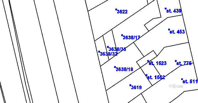 Parcela st. 3638/32 v KÚ Dědice u Vyškova, Katastrální mapa