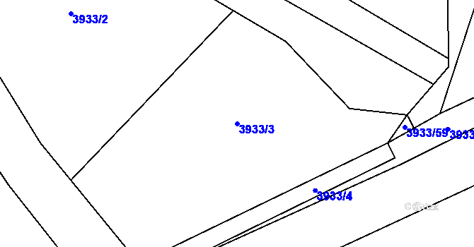 Parcela st. 3933/3 v KÚ Dědice u Vyškova, Katastrální mapa