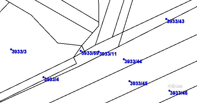 Parcela st. 3933/11 v KÚ Dědice u Vyškova, Katastrální mapa