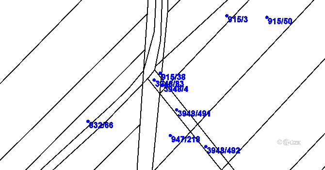 Parcela st. 3948/4 v KÚ Dědice u Vyškova, Katastrální mapa