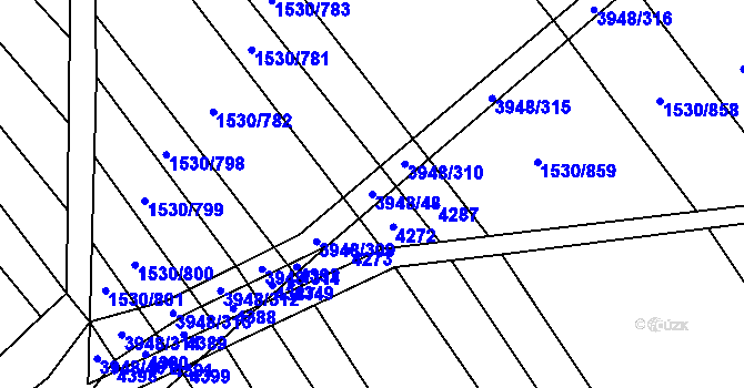 Parcela st. 3948/48 v KÚ Dědice u Vyškova, Katastrální mapa