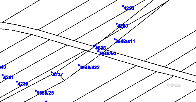 Parcela st. 3948/50 v KÚ Dědice u Vyškova, Katastrální mapa