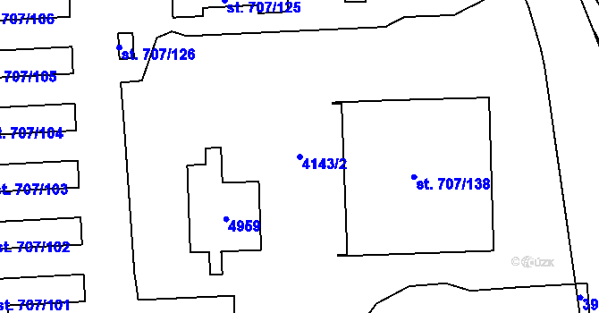 Parcela st. 4143/2 v KÚ Dědice u Vyškova, Katastrální mapa
