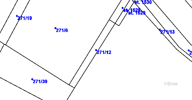 Parcela st. 271/12 v KÚ Dědice u Vyškova, Katastrální mapa