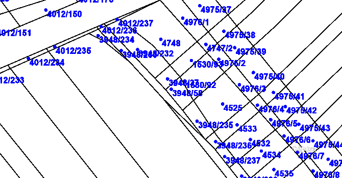 Parcela st. 3948/58 v KÚ Dědice u Vyškova, Katastrální mapa