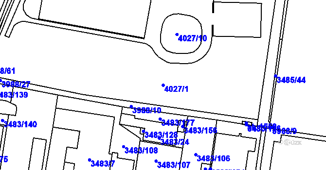 Parcela st. 4027/1 v KÚ Dědice u Vyškova, Katastrální mapa