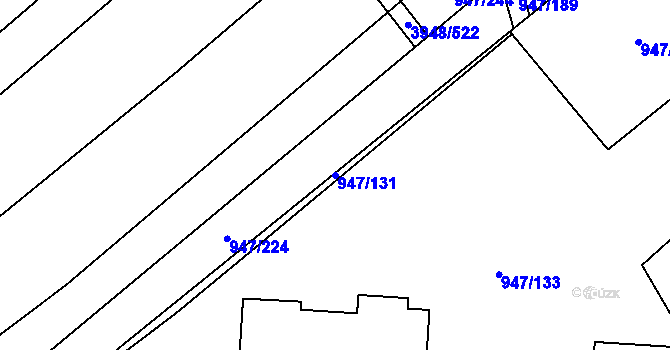 Parcela st. 947/131 v KÚ Dědice u Vyškova, Katastrální mapa