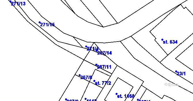 Parcela st. 267/14 v KÚ Dědice u Vyškova, Katastrální mapa