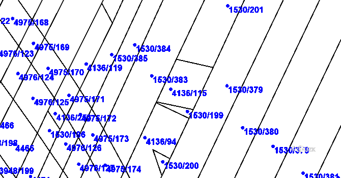Parcela st. 4136/115 v KÚ Dědice u Vyškova, Katastrální mapa