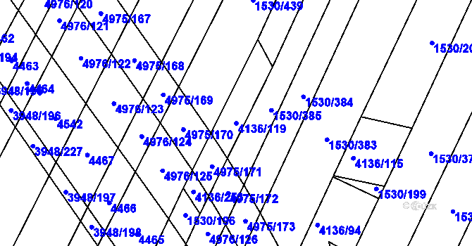 Parcela st. 4136/119 v KÚ Dědice u Vyškova, Katastrální mapa