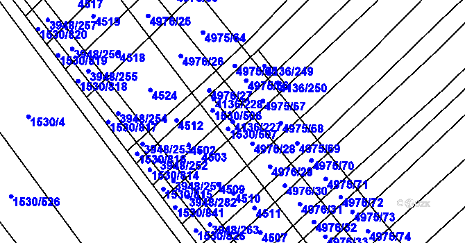 Parcela st. 4136/227 v KÚ Dědice u Vyškova, Katastrální mapa