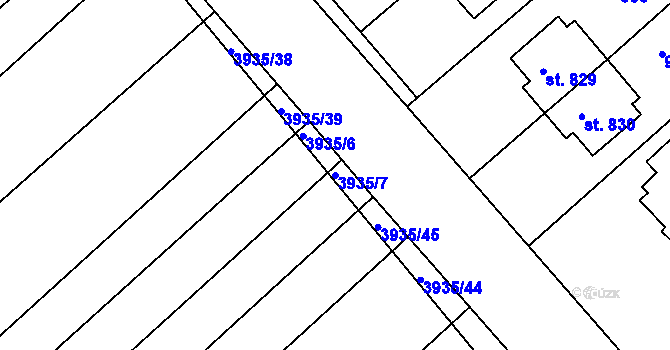 Parcela st. 3935/7 v KÚ Dědice u Vyškova, Katastrální mapa