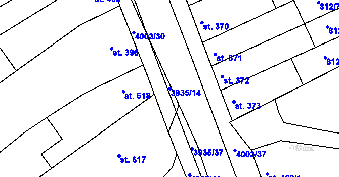 Parcela st. 3935/14 v KÚ Dědice u Vyškova, Katastrální mapa