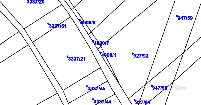 Parcela st. 4000/1 v KÚ Dědice u Vyškova, Katastrální mapa
