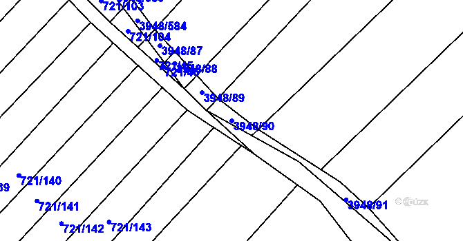 Parcela st. 3948/90 v KÚ Dědice u Vyškova, Katastrální mapa