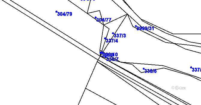 Parcela st. 336/9 v KÚ Dědice u Vyškova, Katastrální mapa