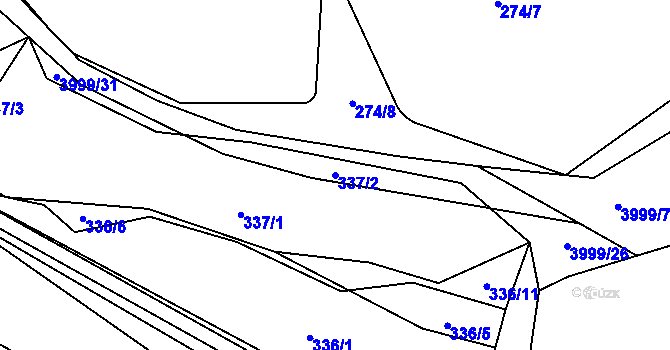 Parcela st. 337/2 v KÚ Dědice u Vyškova, Katastrální mapa