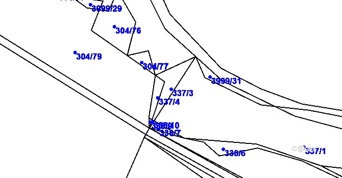Parcela st. 337/3 v KÚ Dědice u Vyškova, Katastrální mapa