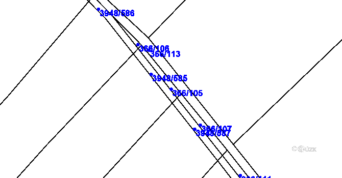 Parcela st. 366/105 v KÚ Dědice u Vyškova, Katastrální mapa