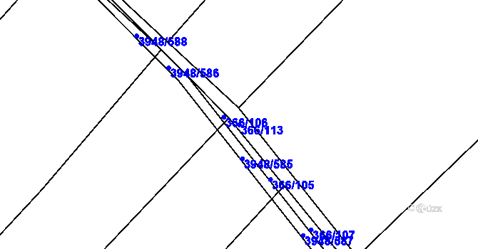 Parcela st. 366/113 v KÚ Dědice u Vyškova, Katastrální mapa