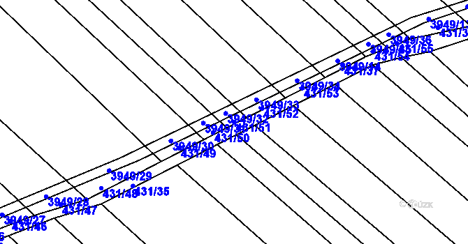 Parcela st. 431/51 v KÚ Dědice u Vyškova, Katastrální mapa