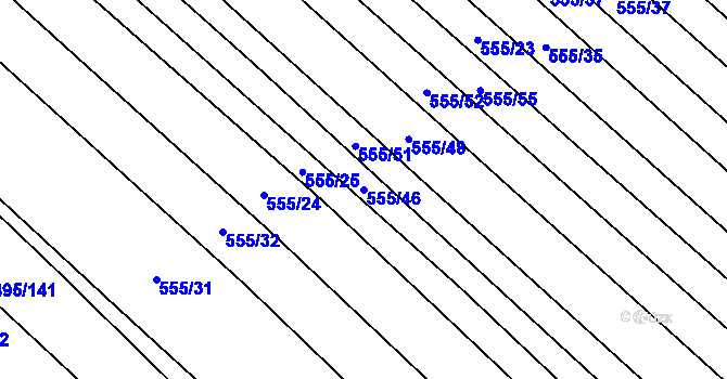 Parcela st. 555/46 v KÚ Dědice u Vyškova, Katastrální mapa