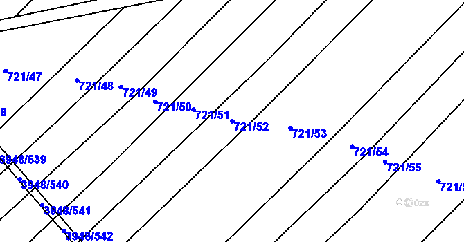 Parcela st. 721/52 v KÚ Dědice u Vyškova, Katastrální mapa
