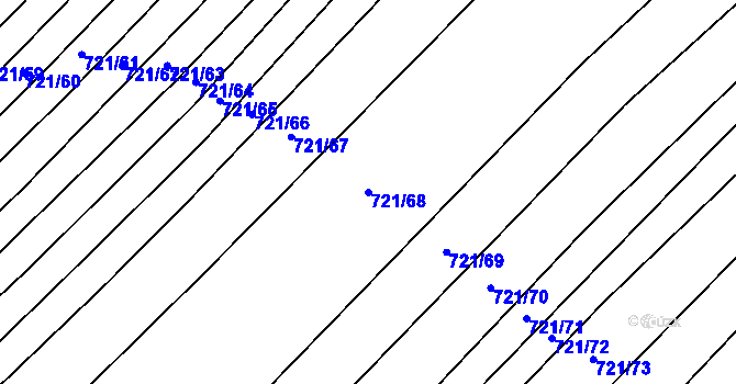 Parcela st. 721/68 v KÚ Dědice u Vyškova, Katastrální mapa