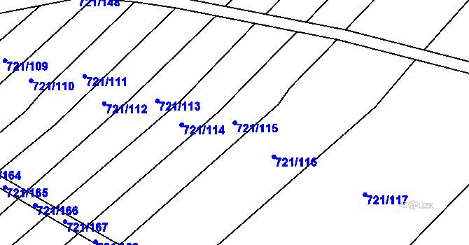 Parcela st. 721/115 v KÚ Dědice u Vyškova, Katastrální mapa