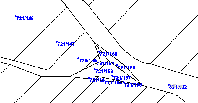 Parcela st. 721/158 v KÚ Dědice u Vyškova, Katastrální mapa